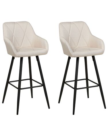 Set of 2 Fabric Bar Chairs Light Beige DARIEN 
