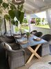 Set de jardin table en fibre-ciment gris et bois et 6 chaises OLBIA_831969