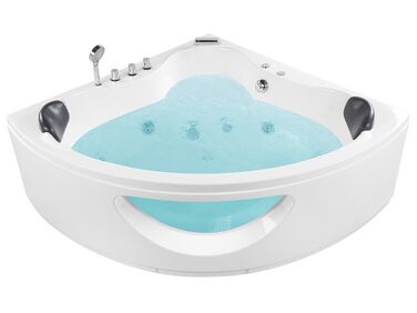 Bañera de hidromasaje LED de acrílico blanco/plateado 207 x 146 cm TOCOA II