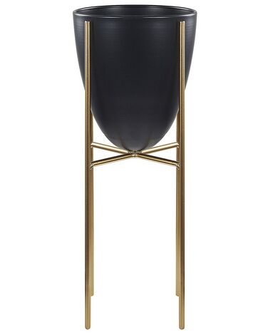 Metal Plant Pot Stand 16 x 16 x 41 cm Black with Gold LEFKI