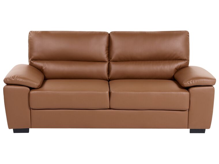 3 Seater Faux Leather Sofa Golden Brown VOGAR_850612