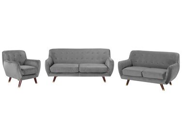 Sofa Set Samtstoff grau 6-Sitzer BODO