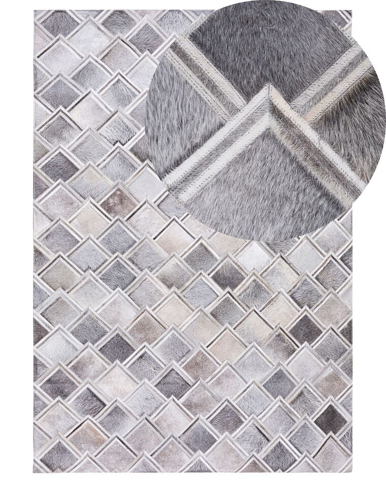 Teppich Kuhfell grau 140 x 200 cm geometrisches Muster AGACLI_689246