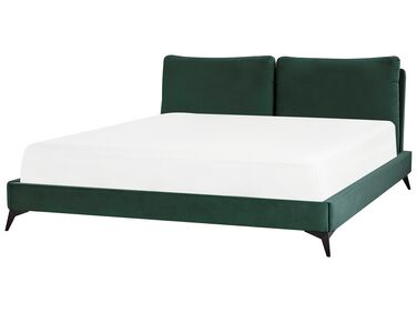 Velour seng 180 x 200 cm grøn MELLE