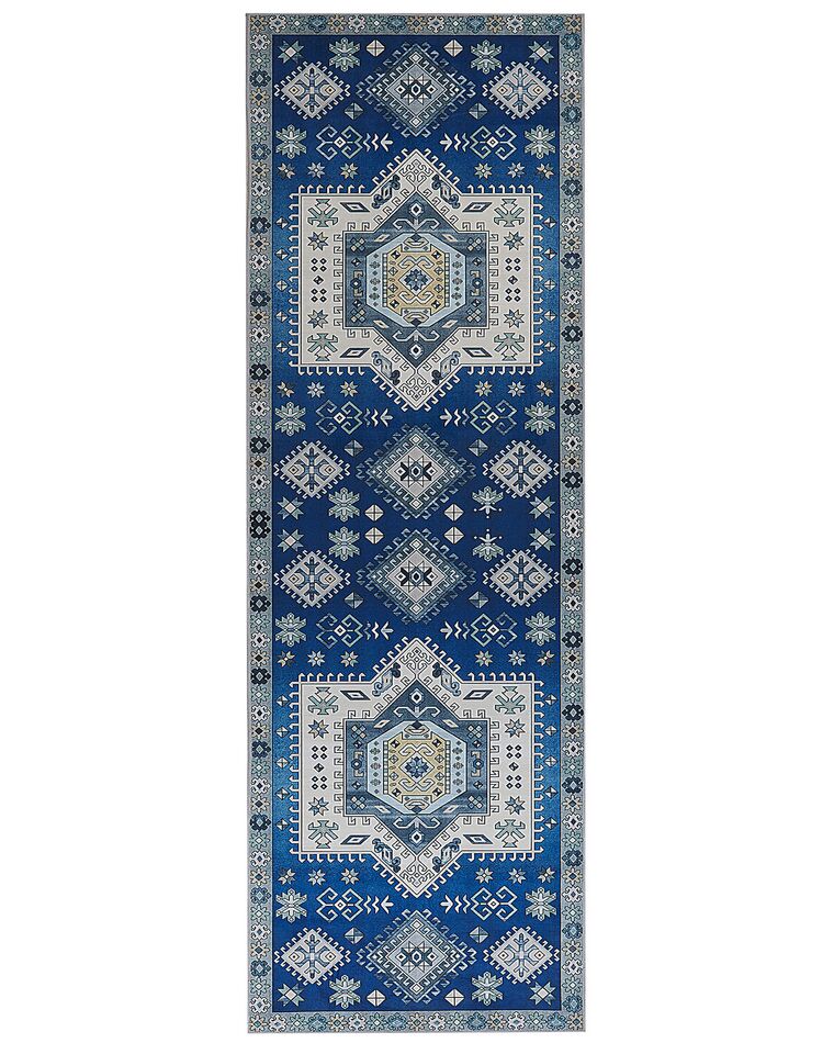Vloerkleed polyester blauw 80 x 240 cm PARVAKALDI_831582