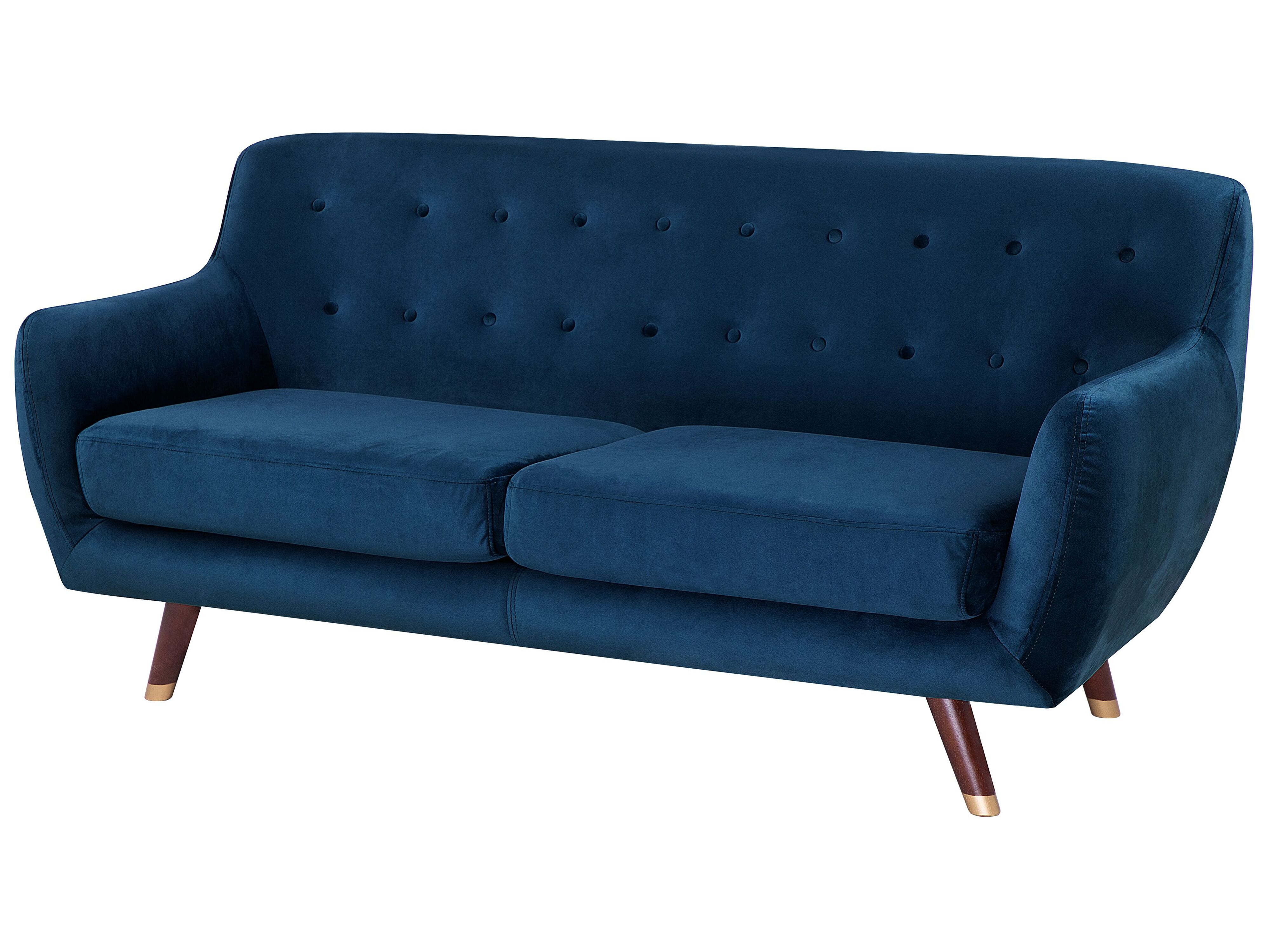 Sofa 3-osobowa welurowa niebieska BODO