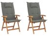 Sada 2 dřevěných zahradních židlí s grafitovými polštáři JAVA _791035