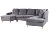 Velvet Corner Sofa Bed with Storage Grey LERUM_826093