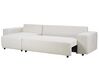 Canapé-lit d'angle à droite avec rangement en tissu beige clair LUSPA_900926