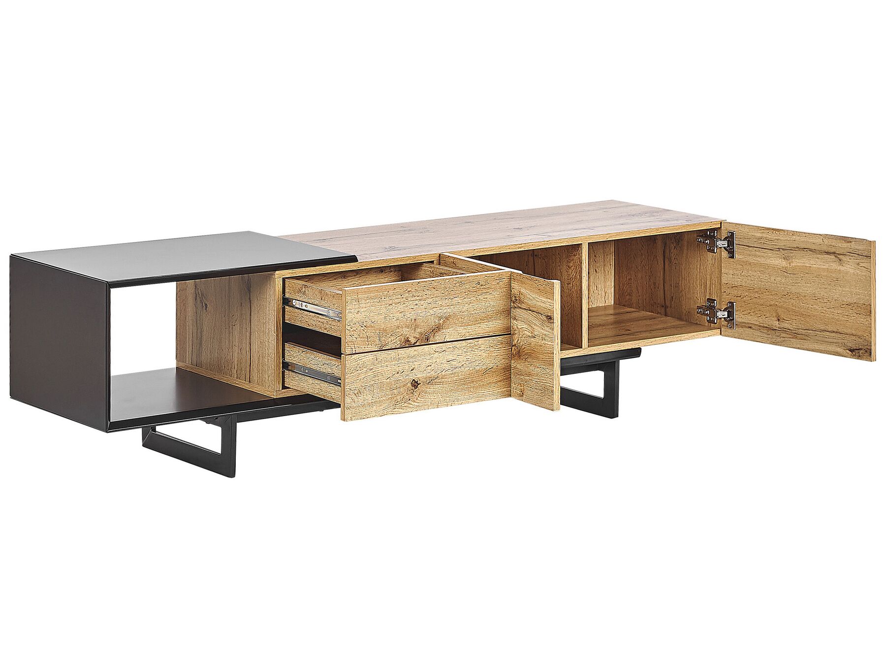 TVMöbel heller Holzfarbton / schwarz FIORA Beliani.ch