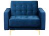 Conjunto de sofás reclináveis com 5 lugares em veludo azul marinho ABERDEEN_752549