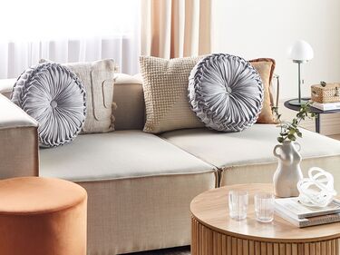 Velvet Cushion with Pleats ⌀ 40 cm Grey UDALA