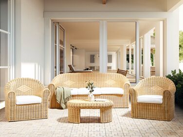 5 Seater Rattan Garden Sofa Set Natural LIVADEIA 