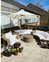 Salon de jardin en polyrotin marron clair et coussins blanc SEVERO_824790