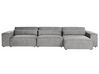 Left Hand 3 Seater Modular Fabric Corner Sofa with Ottoman Grey HELLNAR_912001