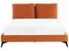 Łóżko welurowe 140 x 200 cm pomarańczowe MELLE_829876