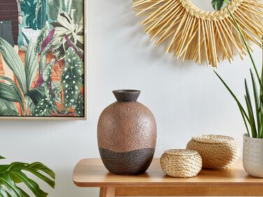 Terracotta Decorative Vase 30 cm Brown and Black AULIDA