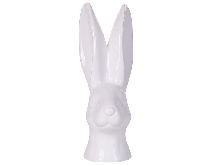 Figura decorativa com forma de coelho cerâmico branco 26 cm GUERANDE_798645