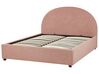 Boucle EU Double Size Ottoman Bed Pastel Pink VAUCLUSE_913080