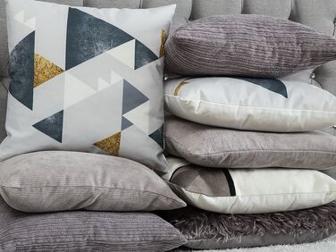 Set of 2 Cord Cushions 45 x 45 cm Grey NOLANA