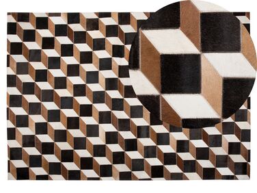 Dywan patchwork skórzany 140 x 200 cm brązowy ALPKOY