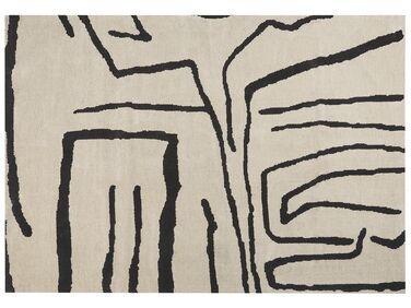 Teppich creme / schwarz 160 x 230 cm abstraktes Muster Kurzflor KOLPUR