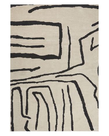 Teppich creme / schwarz 160 x 230 cm abstraktes Muster Kurzflor KOLPUR