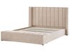 Velvet EU Super King Size Bed with Storage Bench Beige NOYERS_834532