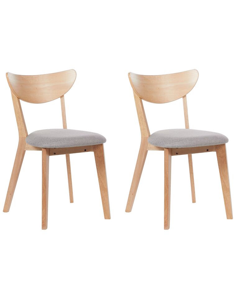 Set of 2 Wooden Dining Chairs Light Wood with Grey ERIE_869137
