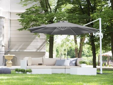 Cantilever Garden Parasol ⌀ 3 m Dark Grey and White SAVONA