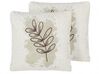 Set of 2 Cushions 30 x 50 cm Leaf Motif Beige CALENDULA_818542