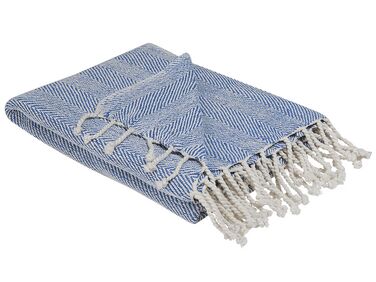Cotton Blanket 130 x 160 cm Blue TILMI