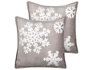 Set of 2 Velvet Cushions Christmas Motif 45 x 45 cm Grey MURRAYA