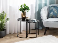 Sivupöytäsetti metalli musta 2 kpl TWINS