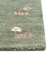 Gabbeh Teppich Wolle grün 80 x 150 cm Tiermotiv Hochflor KIZARLI_855502