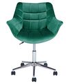 Krzesło biurowe regulowane welurowe zielone LABELLE_854987
