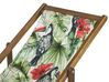 Set of 2 Acacia Folding Deck Chairs and 2 Replacement Fabrics Light Wood with Off-White / Toucan Pattern ANZIO_819733