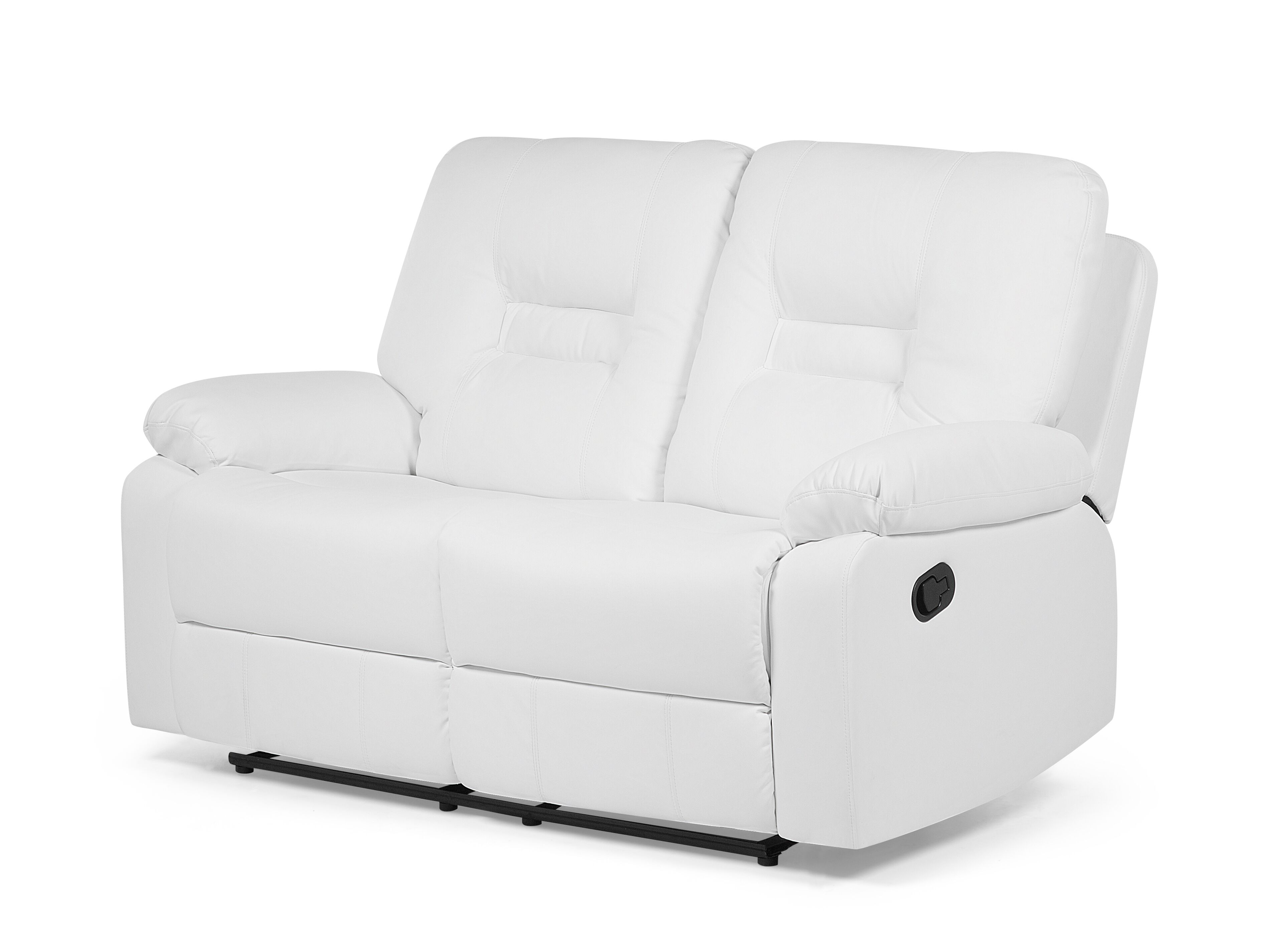 2 Seater Faux Leather Recliner Sofa White BERGEN Beliani.co.uk