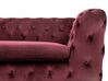 3 Seater Velvet Fabric Sofa Dark Red SOTRA_727308