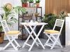 Table et 2 chaises de jardin blanches en bois avec coussins jaunes FIJI_681782