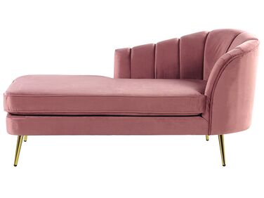 Chaise longue rechtszijdig fluweel roze ALLIER