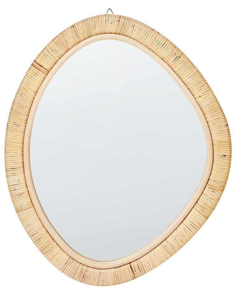 Miroir à suspendre en rotin clair 50 x 60 cm ZAATARI_885018