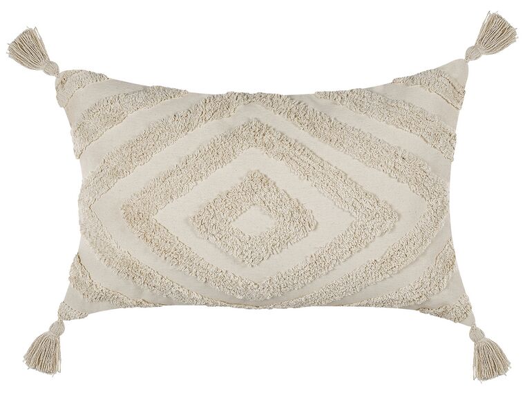 Tufted Cotton Cushion Geometric Pattern 40 x 60 cm Beige CRATAEGUS_835109