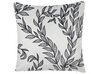 Set of 2 Velvet Cushions Leaf Pattern 45 x 45 cm White and Black CUPHEA _818730