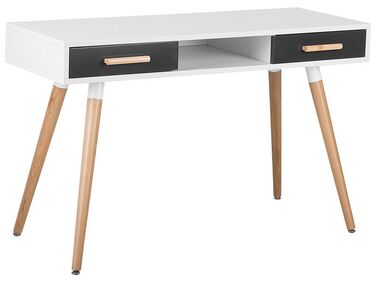 Tavolino consolle bianco grigio scuro e legno chiaro 120 x 45 cm FRISCO