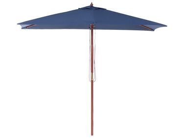 Parasol de jardin en bois avec toile bleu marine 144 x 195 cm  FLAMENCO