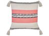 Set of 2 Cotton Cushions Striped Pattern 45 x 45 cm Beige and Red EUPHORBIA_843543