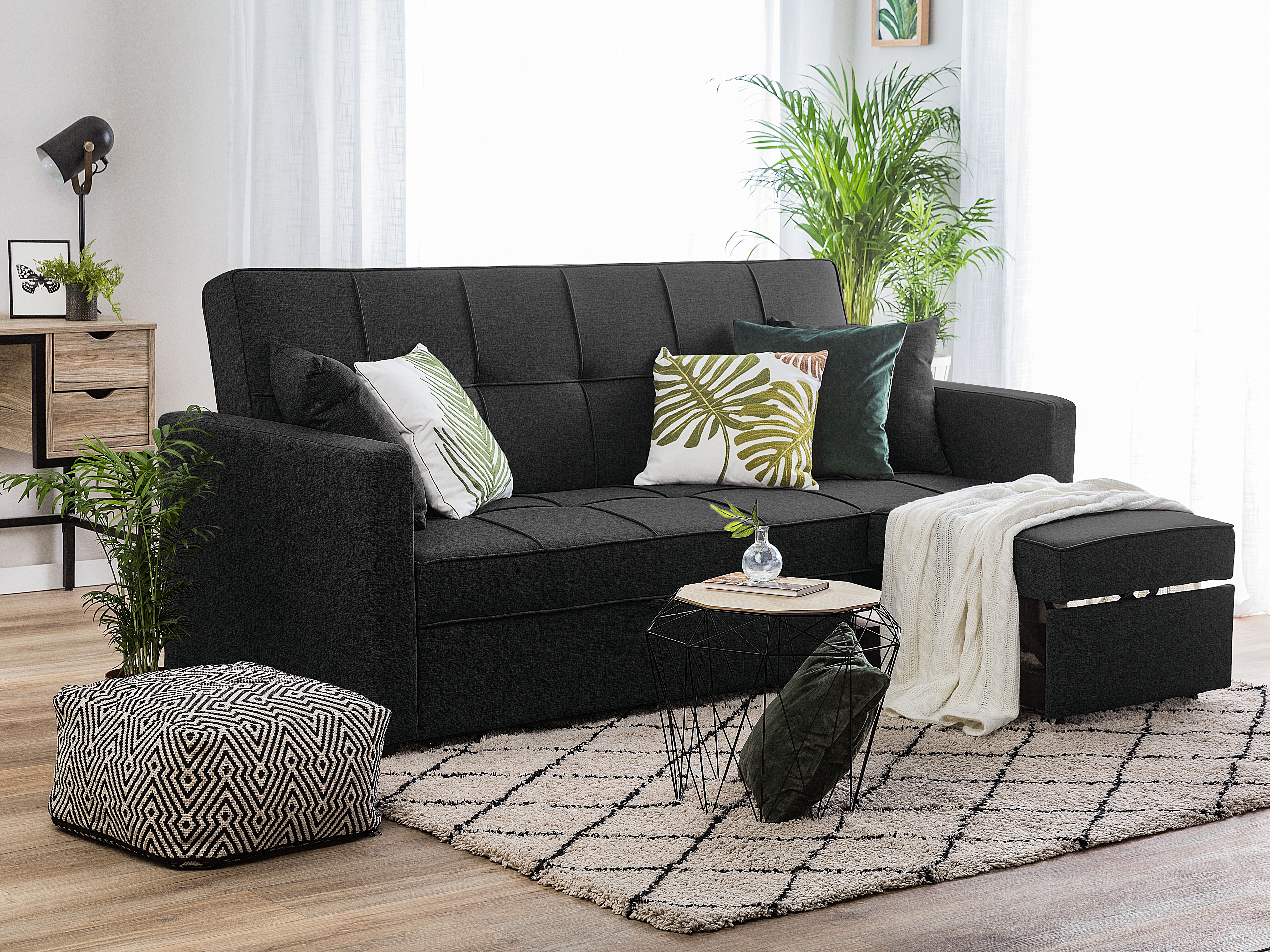 Sofa rozkładana czarna GLOMMA