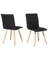 	Conjunto de 2 sillas de comedor de poliéster negro/madera clara BROOKLYN_696367