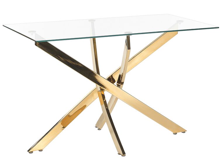 Mesa de jantar com vidro temperado e pernas douradas 120 x 70 cm MARAMO_875464